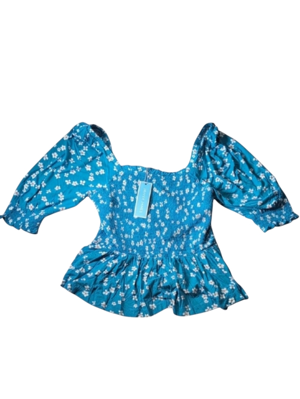 Draper James Flutter Sleeve Peplum Top in Ditsy Daisy Size Small